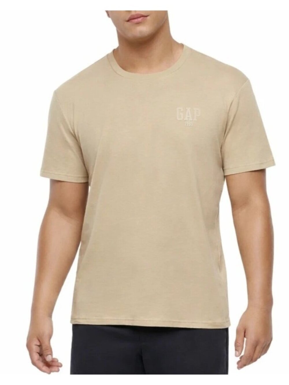 NWT Gap Men's M Beige Short-Sleeve Crewneck T-Shirt 100% Cotton